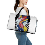 Japanese Koi Carp Tattoo Print Leather Duffle Bag