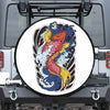 Japanese Koi Carp Tattoo Print Leather Spare Tire Cover