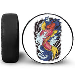 Japanese Koi Carp Tattoo Print Leather Spare Tire Cover