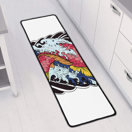 Japanese Koi Carp Tattoo Print Long Kitchen Mat