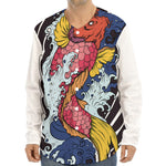 Japanese Koi Carp Tattoo Print Long Sleeve Baseball Jersey