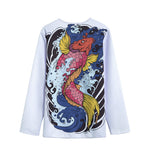 Japanese Koi Carp Tattoo Print Long Sleeve Short Coat