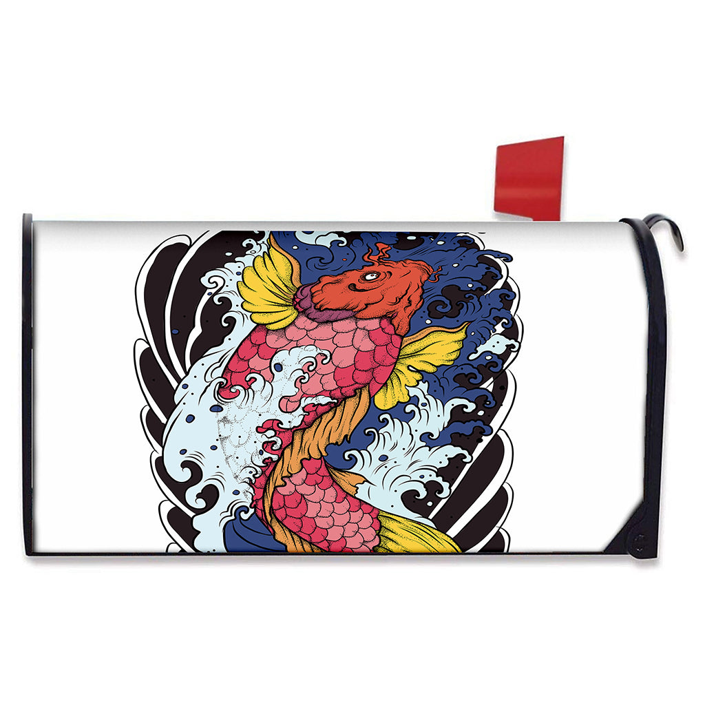 Japanese Koi Carp Tattoo Print Mailbox Cover