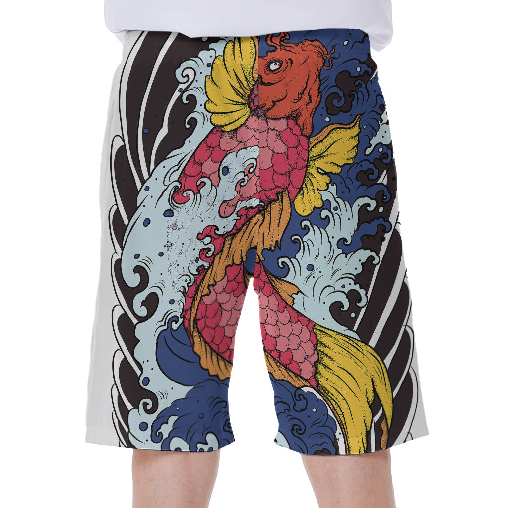 Japanese Koi Carp Tattoo Print Men's Beach Shorts