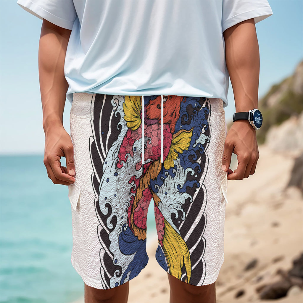 Japanese Koi Carp Tattoo Print Men's Cargo Shorts