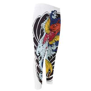 Japanese Koi Carp Tattoo Print Men's Compression Pants