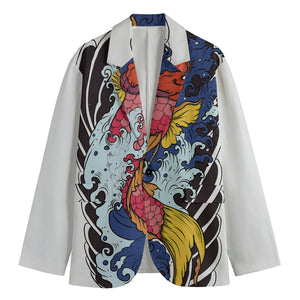 Japanese Koi Carp Tattoo Print Men's Cotton Blazer