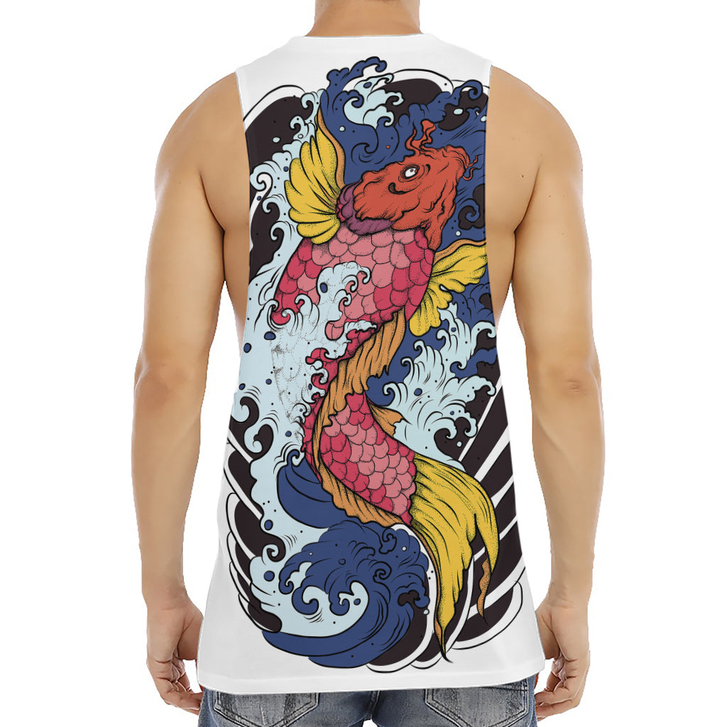 Japanese Koi Carp Tattoo Print Men's Muscle Tank Top