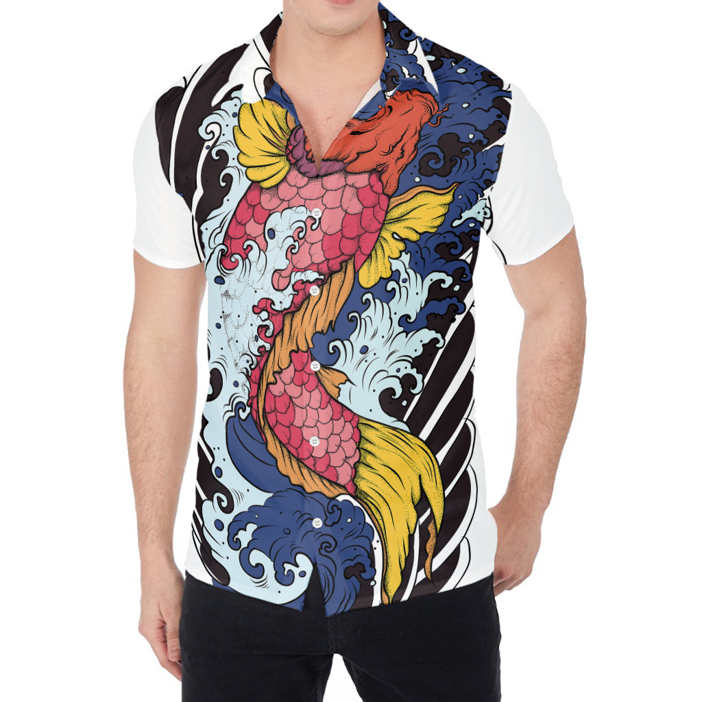 Japanese Koi Carp Tattoo Print Men's Shirt