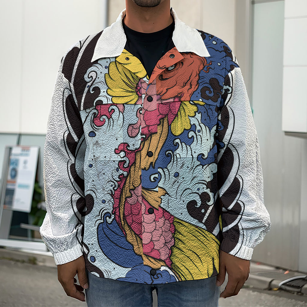 Japanese Koi Carp Tattoo Print Men's Shirt Jacket