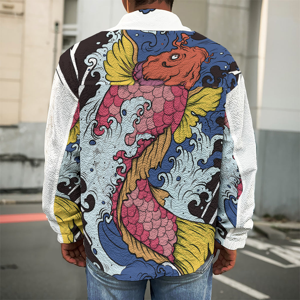 Japanese Koi Carp Tattoo Print Men's Shirt Jacket