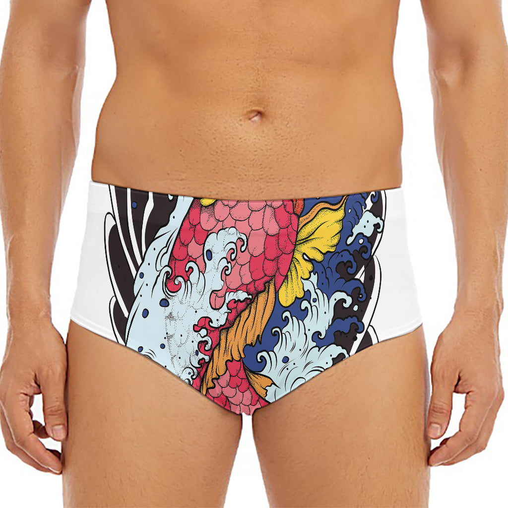 Japanese Koi Carp Tattoo Print Men's Triangle Swim Briefs
