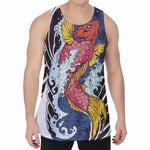 Japanese Koi Carp Tattoo Print Men's Velvet Tank Top