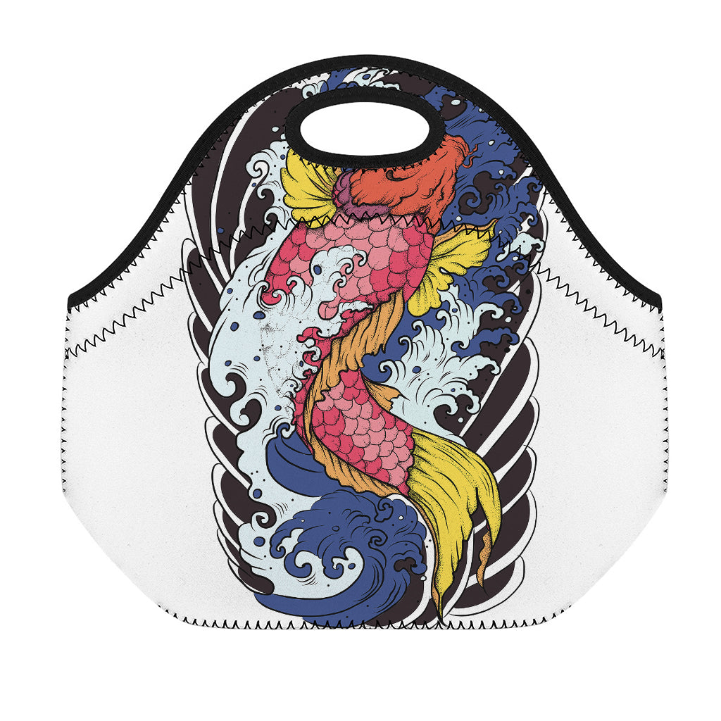 Japanese Koi Carp Tattoo Print Neoprene Lunch Bag