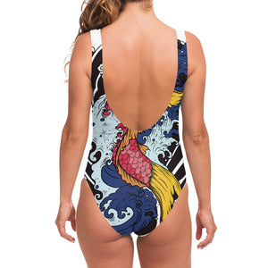 Japanese Koi Carp Tattoo Print One Piece Swimsuit