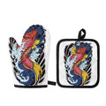 Japanese Koi Carp Tattoo Print Oven Mitt And Pot Holder Set