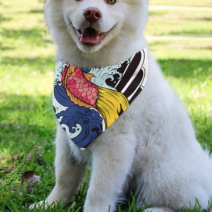 Japanese Koi Carp Tattoo Print Over The Collar Dog Bandana