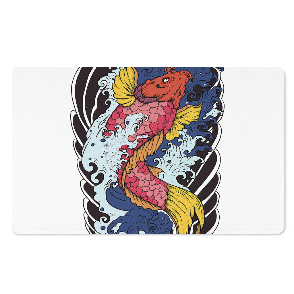 Japanese Koi Carp Tattoo Print Polyester Doormat