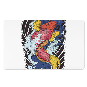 Japanese Koi Carp Tattoo Print Polyester Doormat