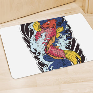 Japanese Koi Carp Tattoo Print Polyester Doormat