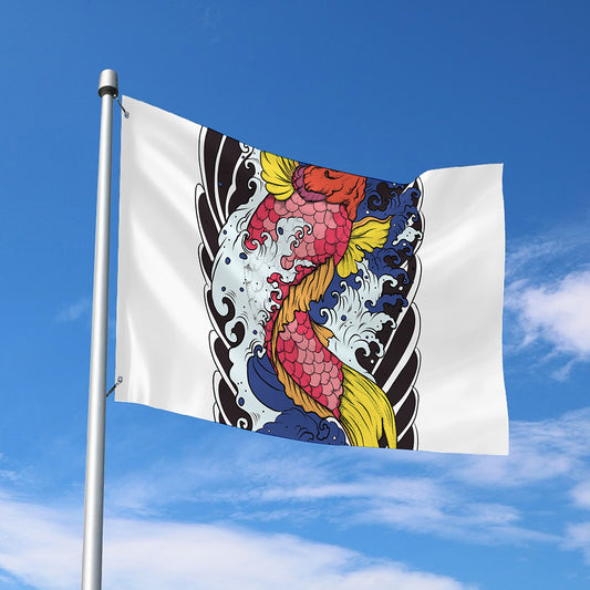 Japanese Koi Carp Tattoo Print Polyester Flag