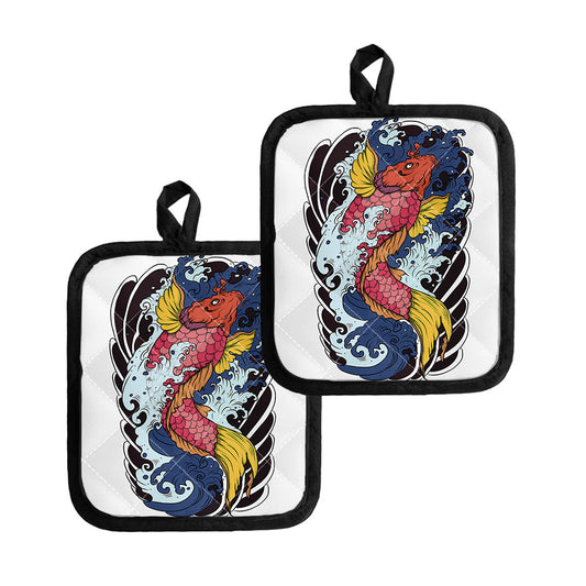 Japanese Koi Carp Tattoo Print Pot Holders