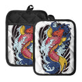 Japanese Koi Carp Tattoo Print Pot Holders With Pocket