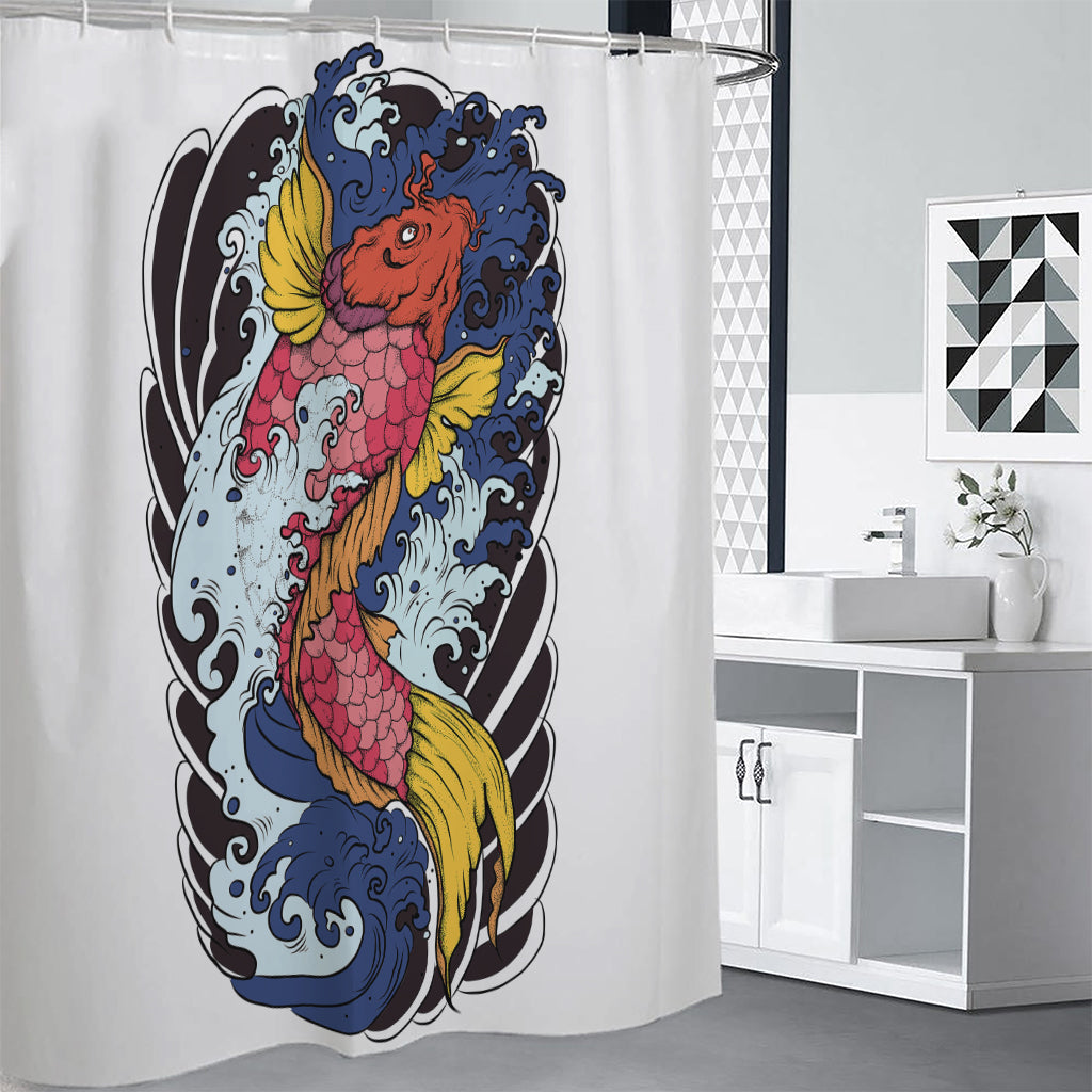 Japanese Koi Carp Tattoo Print Premium Shower Curtain