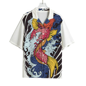 Japanese Koi Carp Tattoo Print Rayon Hawaiian Shirt