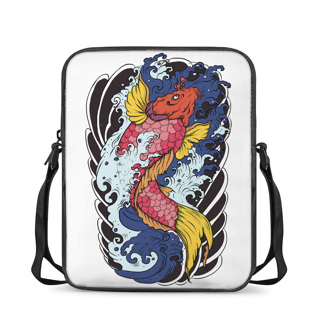 Japanese Koi Carp Tattoo Print Rectangular Crossbody Bag