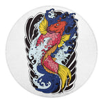 Japanese Koi Carp Tattoo Print Round Blanket