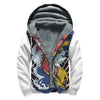 Japanese Koi Carp Tattoo Print Sherpa Lined Zip Up Hoodie