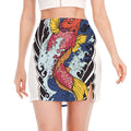 Japanese Koi Carp Tattoo Print Side Slit Mini Skirt