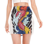Japanese Koi Carp Tattoo Print Side Slit Mini Skirt