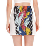 Japanese Koi Carp Tattoo Print Side Slit Mini Skirt