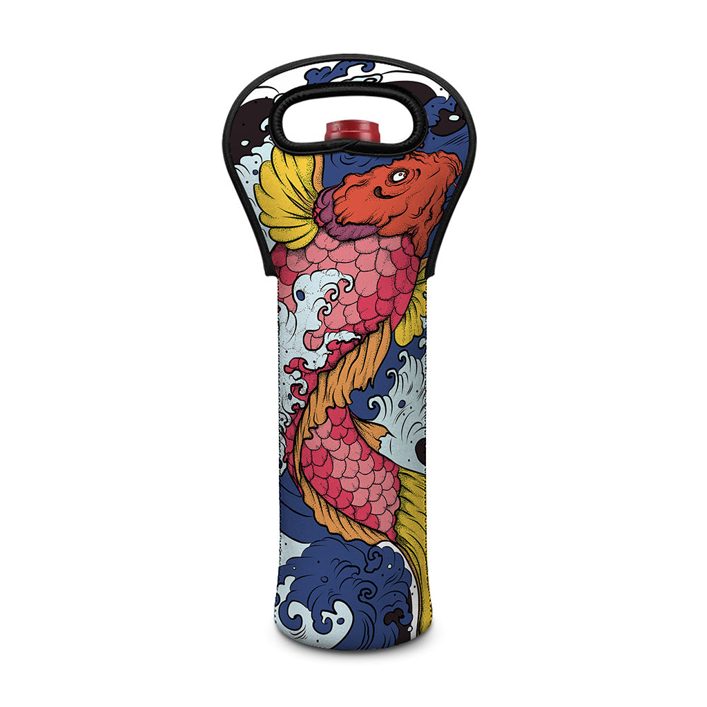 Japanese Koi Carp Tattoo Print Single Neoprene Wine Tote