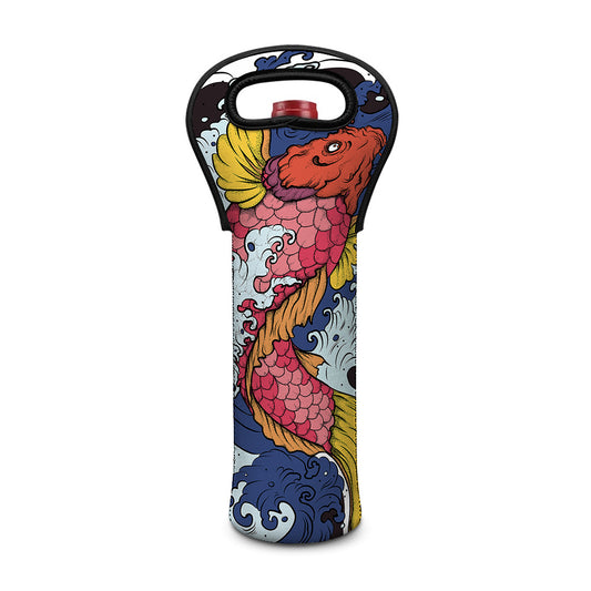 Japanese Koi Carp Tattoo Print Single Neoprene Wine Tote