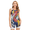 Japanese Koi Carp Tattoo Print Sleeveless One Piece Swimsuit