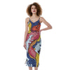 Japanese Koi Carp Tattoo Print Slim Fit Midi Cami Dress