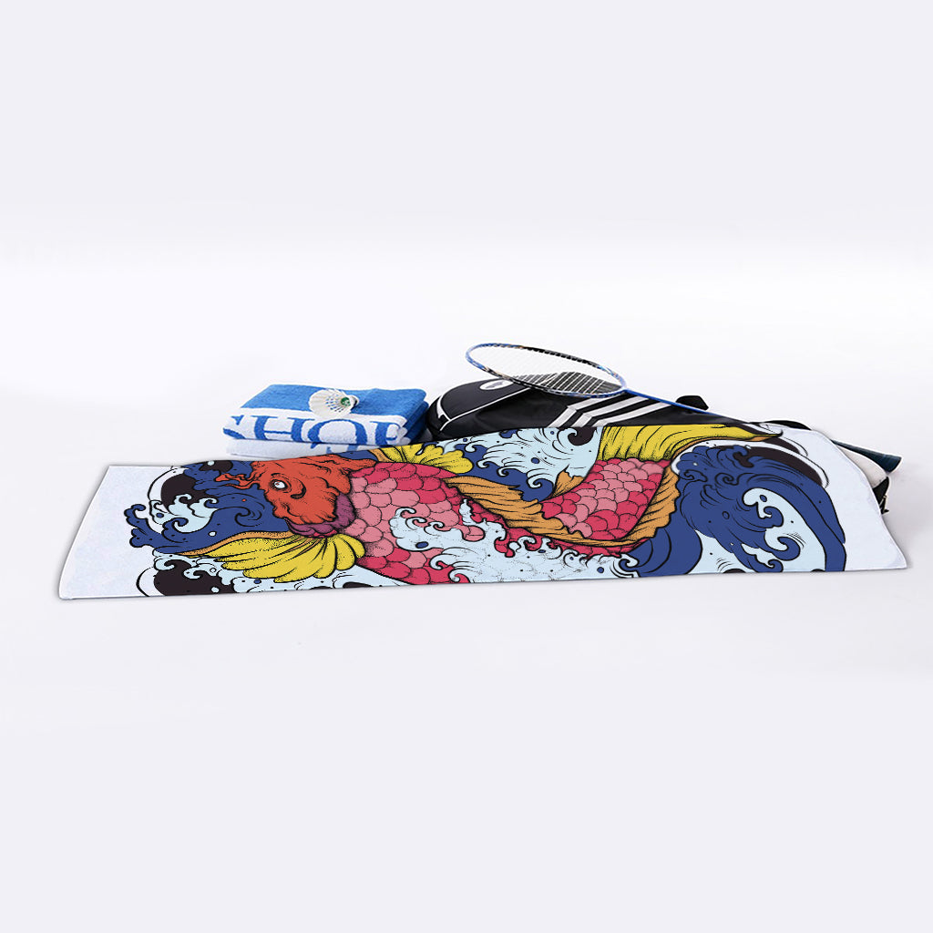 Japanese Koi Carp Tattoo Print Sports Towel