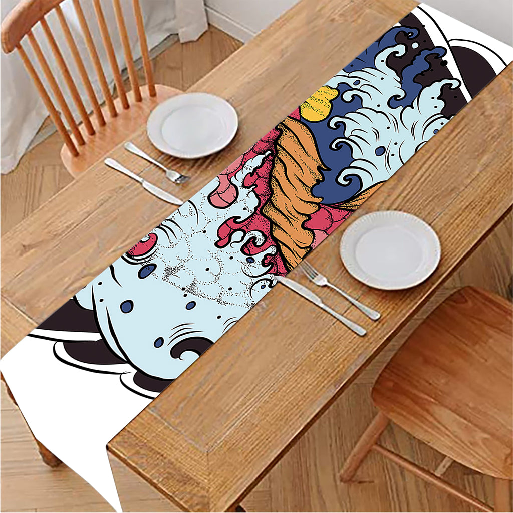 Japanese Koi Carp Tattoo Print Table Runner