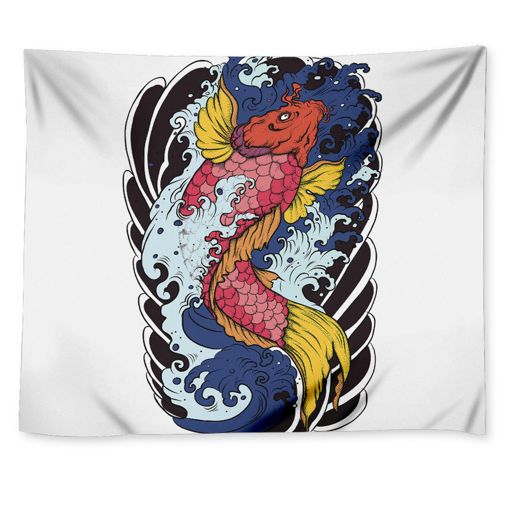 Japanese Koi Carp Tattoo Print Tapestry