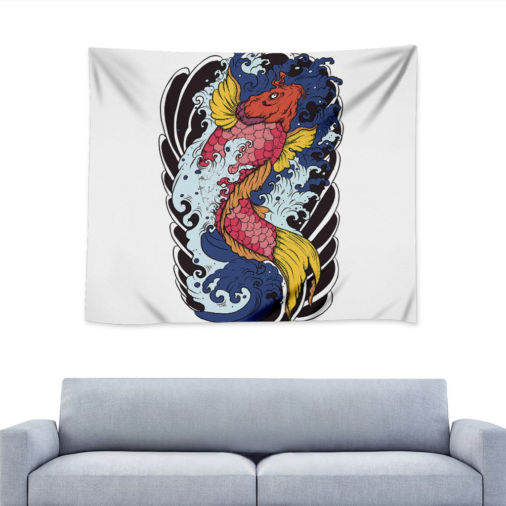 Japanese Koi Carp Tattoo Print Tapestry