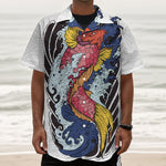 Japanese Koi Carp Tattoo Print Textured Short Sleeve Shirt