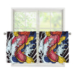 Japanese Koi Carp Tattoo Print Tier Curtains