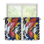 Japanese Koi Carp Tattoo Print Tier Curtains