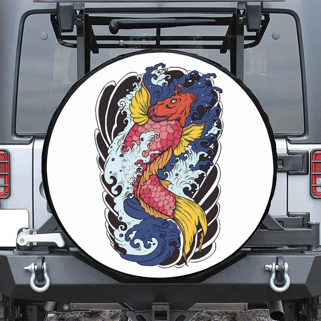 Japanese Koi Carp Tattoo Print Tire Cover