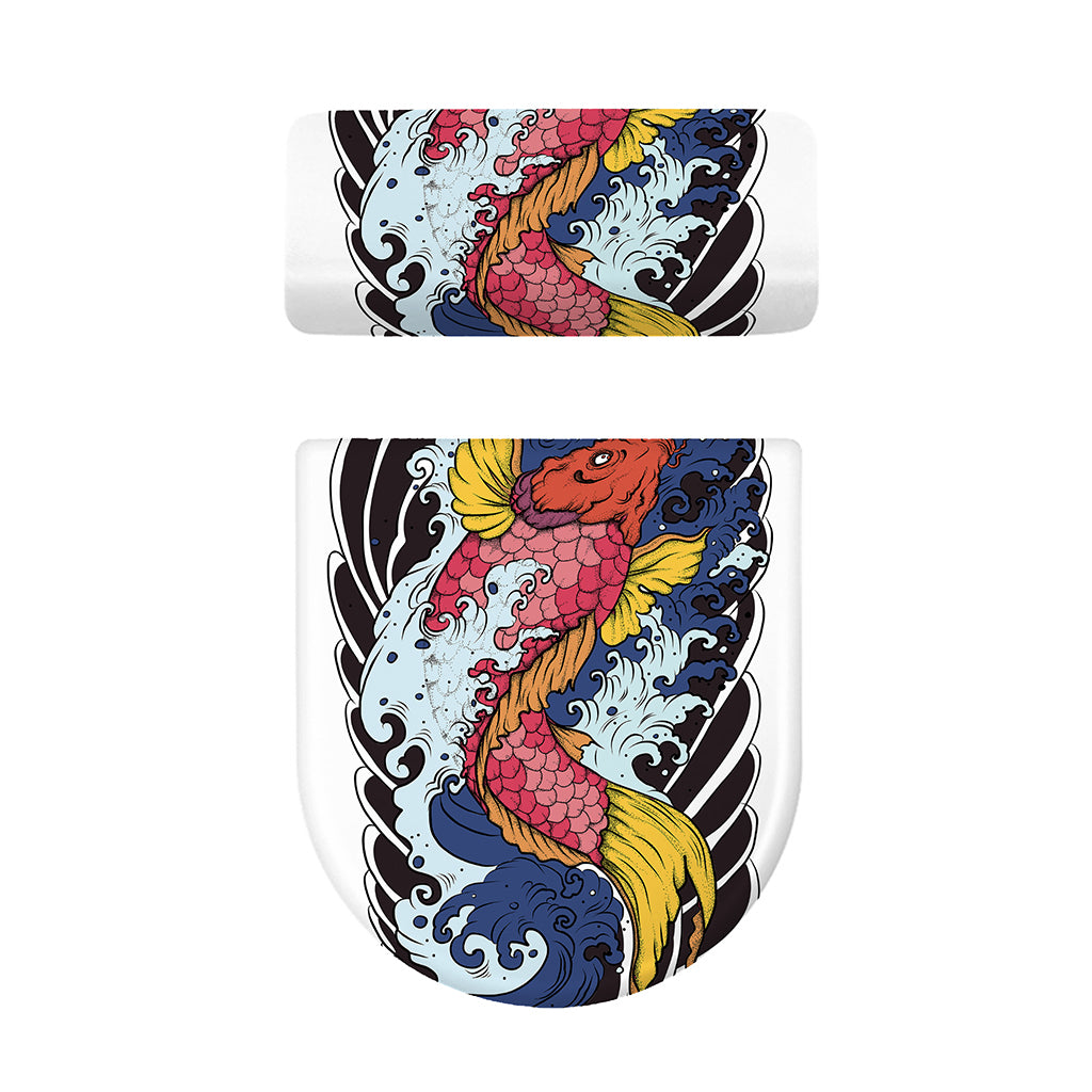 Japanese Koi Carp Tattoo Print Toilet Lid And Tank Cover Set