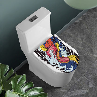 Japanese Koi Carp Tattoo Print Toilet Lid Cover