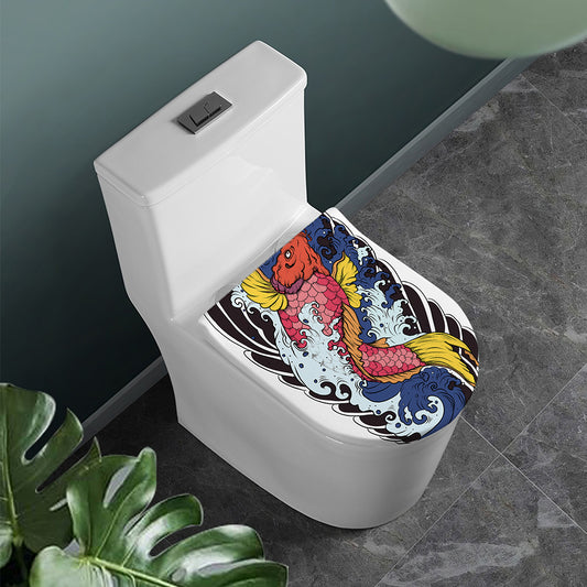 Japanese Koi Carp Tattoo Print Toilet Lid Cover